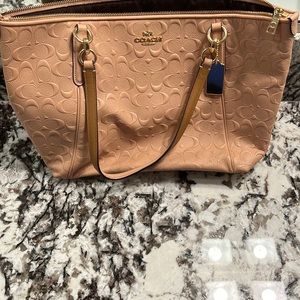 Coach All leather handbag with gold accents